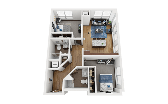 2x2 aerial a floor plan the bridges dinkytown student apartments minneapolis mn